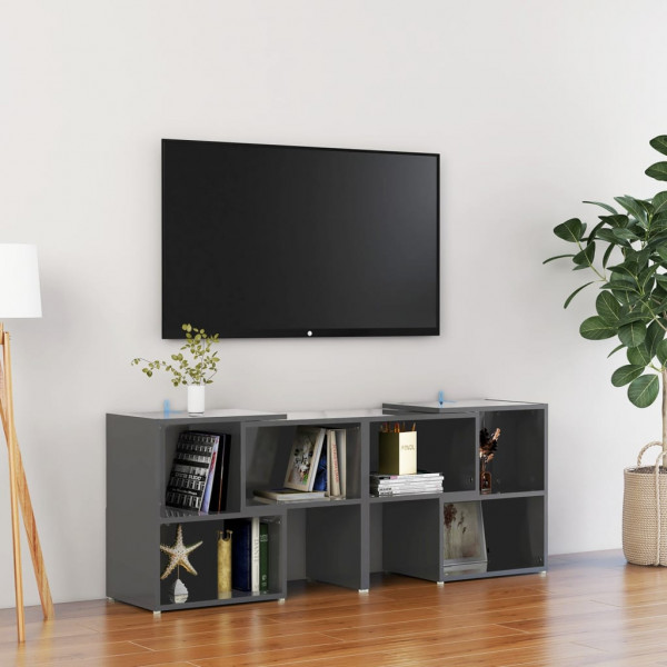 Mobiliário de televisão madeira contraplacada cinza brilhante 104x30x52 cm D