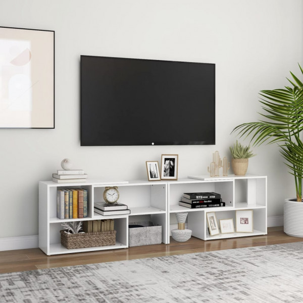 Mobiliário de TV de madeira contraplacada branca 149x30x52 cm D