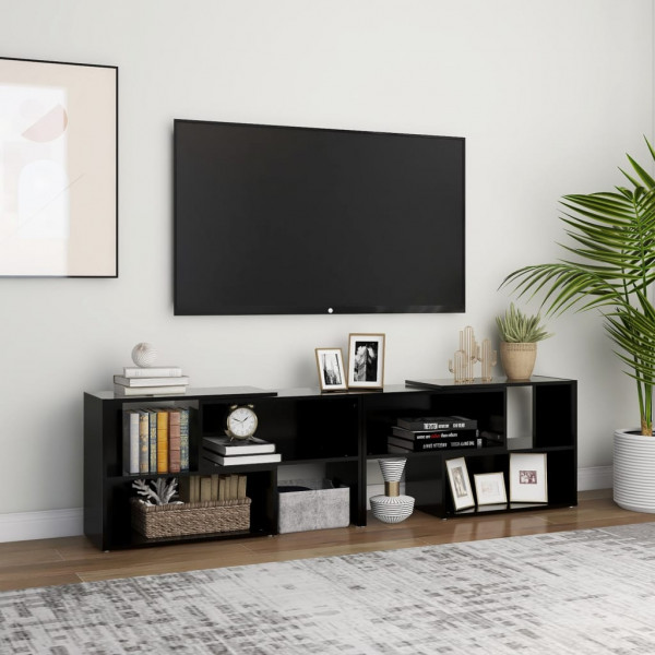 Mueble de TV madera contrachapada negro 149x30x52 cm D