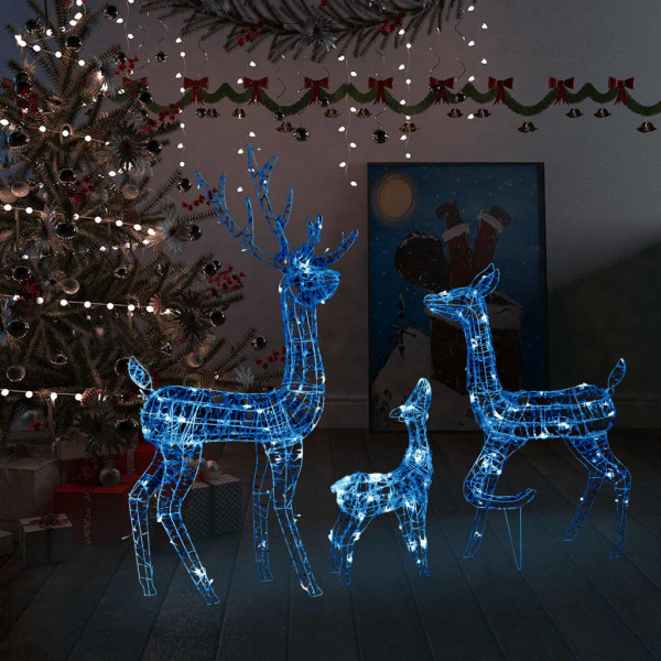 Família de renas de Natal acrílico 300 LEDs azuis D