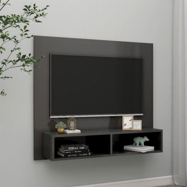 Mueble de TV de pared aglomerado gris brillante 102x23.5x90 cm D