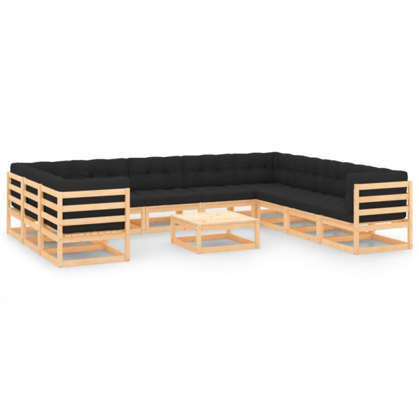 Mobiliário de jardim 11 camas almofadas antracita madeira maciça pinheiro D