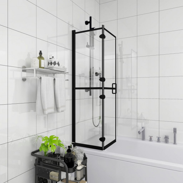 Mampara de ducha plegable ESG negro 120x140 cm D