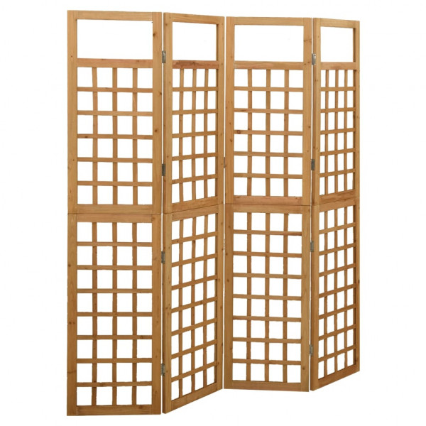 Biombo/Enrejado de 4 paneles madera maciza de abeto 161x180 cm D