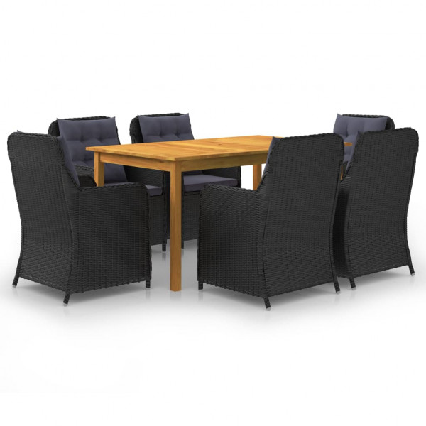 Juego de comedor para jardín de 7 piezas negro Juego de comedor para jardín de 7 piezas negro D