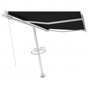 Toldo de pie retráctil manual gris antracita 300x250 cm D