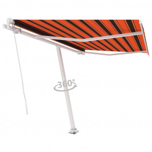 Toldo de pie retráctil manual naranja y marrón 300x250 cm D