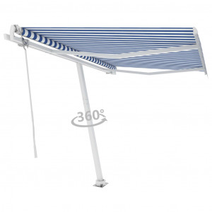 Toldo de pie automático azul y blanco 350x250 cm D