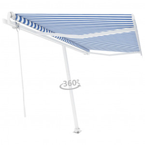 Toldo de pie automático azul y blanco 450x300 cm D