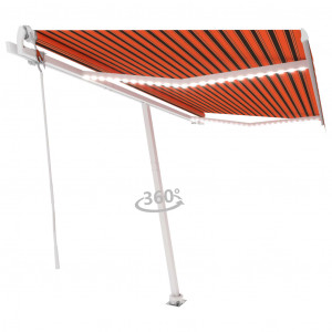 Toldo automático LED sensor de viento naranja marrón 450x300 cm D