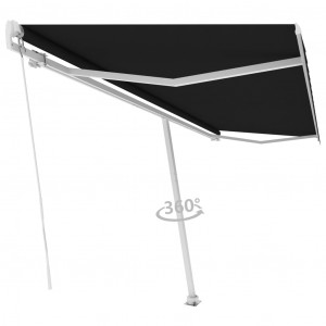 Toldo de pie retráctil manual gris antracita 500x300 cm D