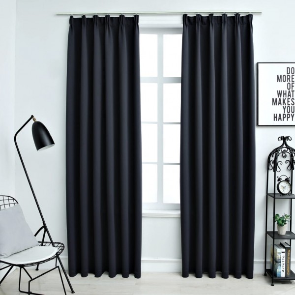 Cortinas blackout com ganchos 2 unidades cinza antracite 140x175cm D