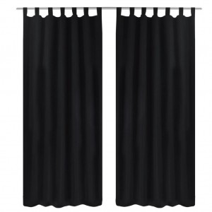 2 cortinas negras micro-satinadas con trabillas. 140 x 175 cm D