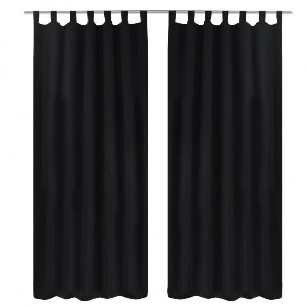 duas cortinas pretas micro-satinadas com trave. 140 x 175 cm D