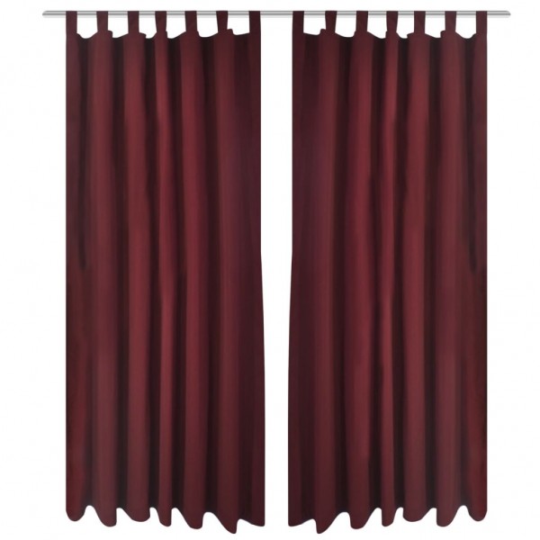 2 cortinas micro-satinadas con trabillas color burdeos. 140 x 175 cm D