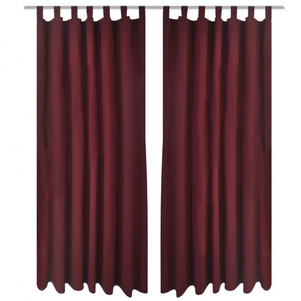 2 cortinas micro-satinadas con trabillas color burdeos. 140 x 245 cm D