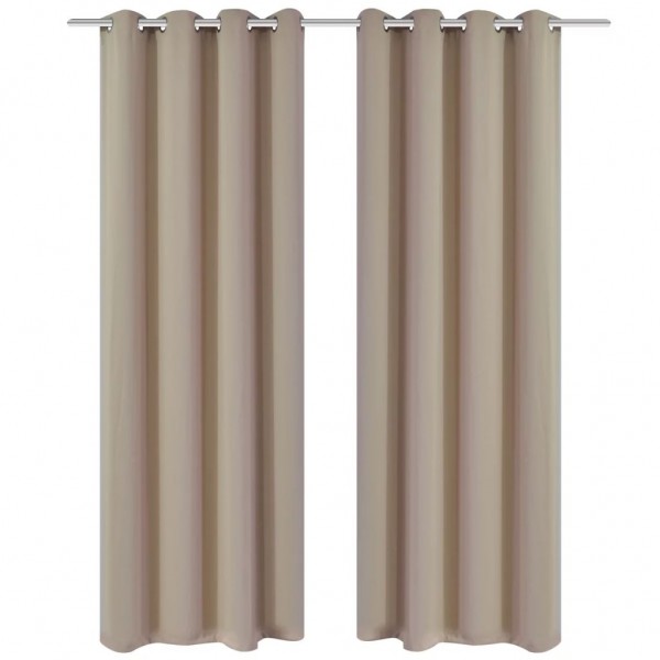 2 cortinas escurecedoras com anéis brancos creme blackout 135x245cm D
