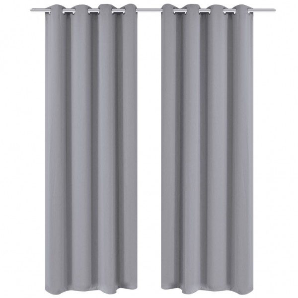 2 cortinas cinza escuro com argolas de metal. escurecimento 135 x 245 cm D