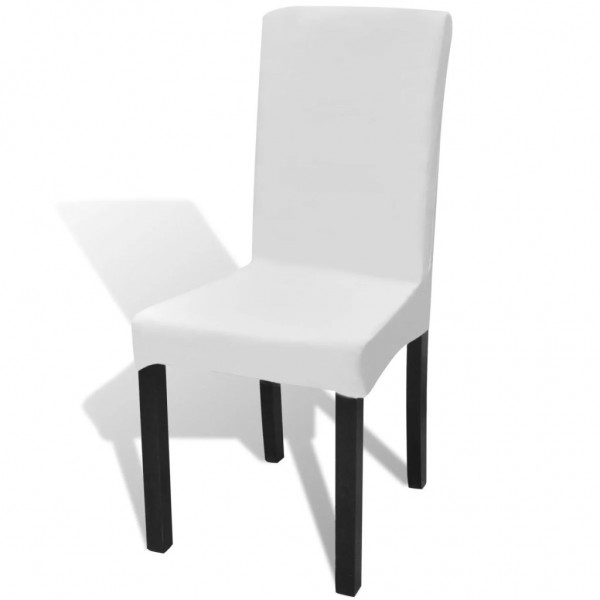 Funda para silla elástica recta 6 unidades blanca D