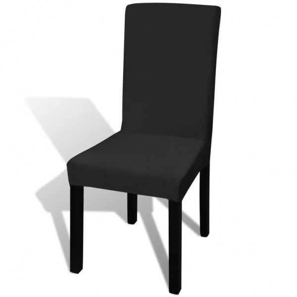 Funda para silla elástica recta 6 unidades negra D