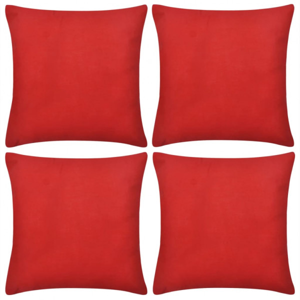 4 fundas para cojines roja de algodón 80x80 cm D