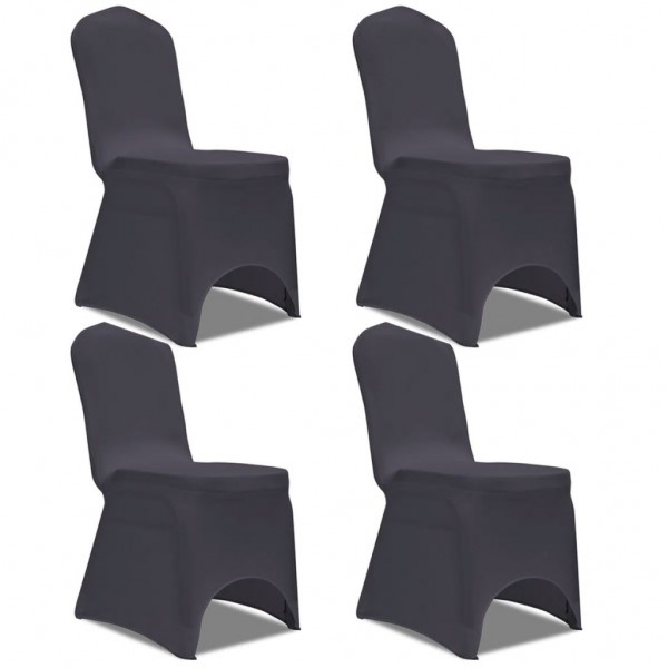Funda de silla elástica 4 unidades gris antracita D