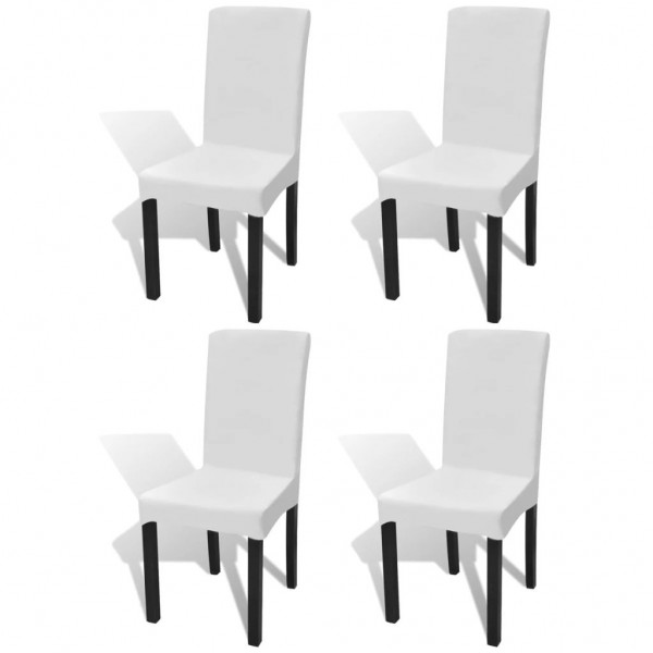 Funda de silla elástica recta 4 unidades blanca D