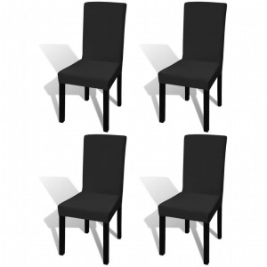 Funda de silla elástica recta 4 unidades negra D