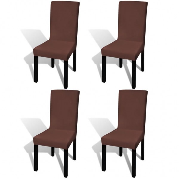 Funda para silla elástica recta 4 unidades marrón D