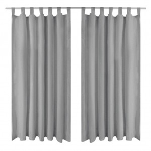 Cortinas de micro-raso con bucles 2 unidades 140x175cm gris D