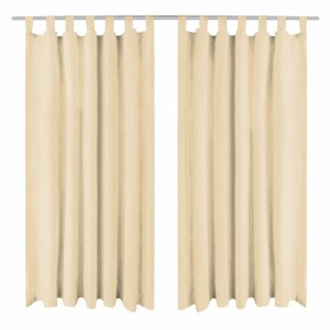 Cortinas de micro-raso con bucles 2 unidades 140x225 cm beis D