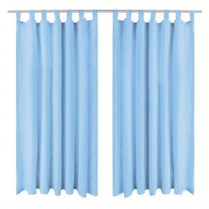 Cortinas de micro-raso con bucles 2 unidades 140x175cm turquesa D