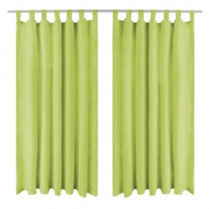 Cortinas de micro-raso con bucles 2 unidades 140x175cm verde D