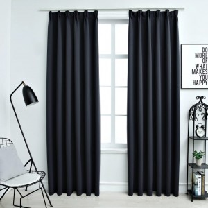 Cortinas opacas con ganchos 2 piezas gris antracita 140x225 cm D