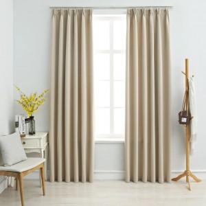 Cortinas com ganchos 2 unidades bege 140x225 cm D