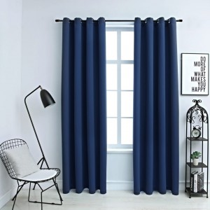 Cortinas opacas com anéis de metal 2 uds azul 140x175 cm D