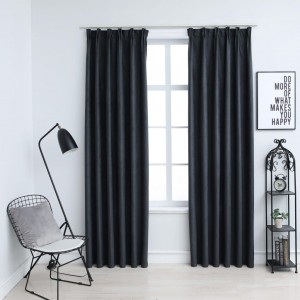 Cortinas opacas con ganchos 2 piezas gris antracita 140x255 cm D