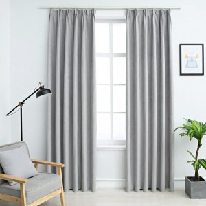 Cortinas opacas con ganchos 2 unidades gris 140x245 cm D