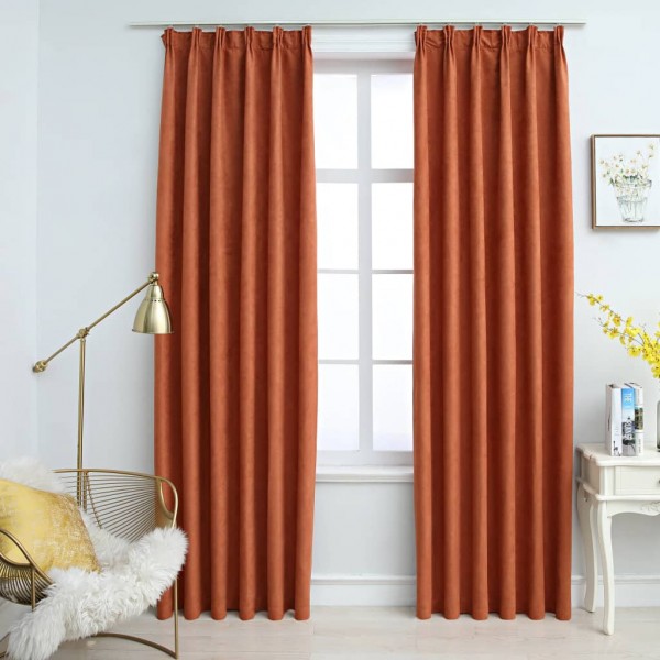 Cortinas opacas com ganchos 2 unidades cor oxidada 140x245 cm D