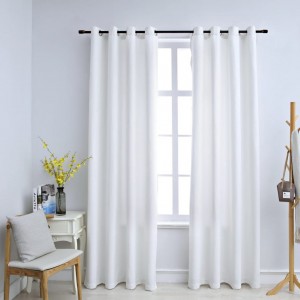 Cortinas opacas anéis de metal 2 pzs branco bruto 140x175 cm D