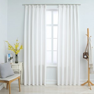 Cortinas opacas com ganchos 2 peças branco bruto 140x175 cm D