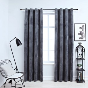 Cortinas opacas, anéis, 2 outs, veludo anthracite D