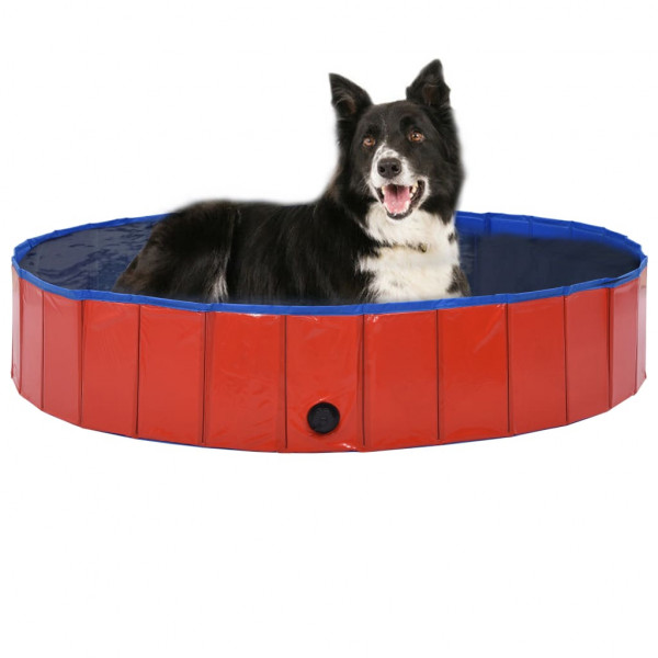 Piscina de cães dobrável PVC vermelho 160x30 cm D