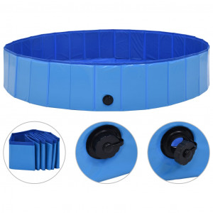 Piscina para perros plegable PVC azul 160x30 cm D