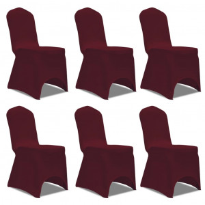 Set de 6 Fundas ajustadas para sillas. color rojo burdeos D