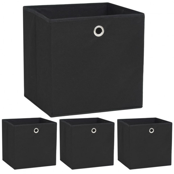 Caixas de armazenamento 4 unidades de tecido não tecido 32x32x32 cm preto D