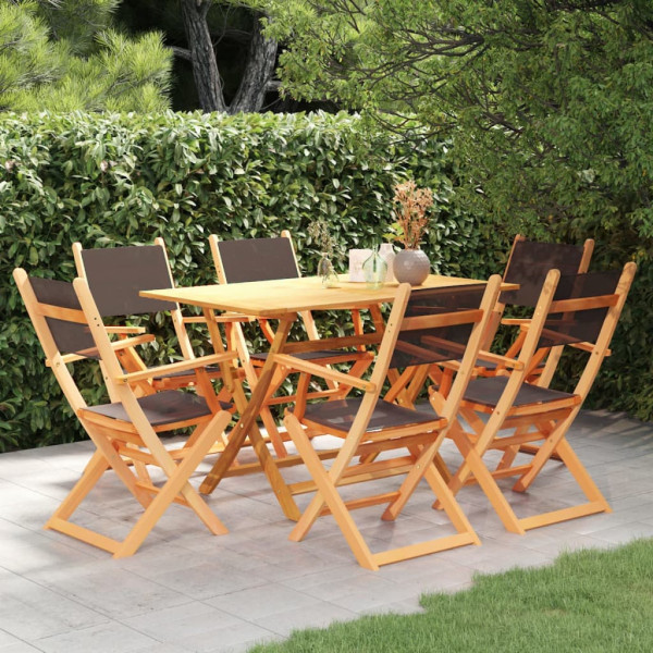 Set de comedor para jardín 7 pzas madera maciza eucalipto negro Set de comedor para jardín 7 pzas madera maciza eucalipto negro D