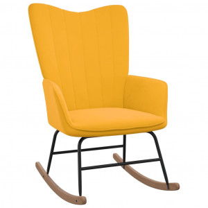 Silla mecedora de terciopelo amarillo mostaza D