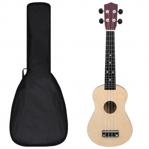 Juego de ukelele soprano para niños con funda madera clara 23 D