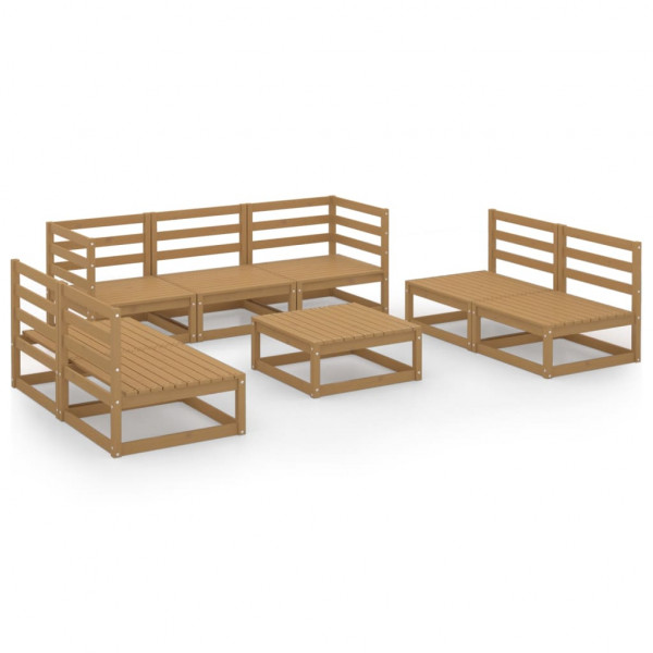 Muebles de jardín 8 piezas marrón miel madera madera de pino D